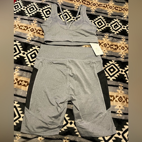 SASA Fashion 2pc Biker Short Set Black & Grey S/M - Picture 3 of 13